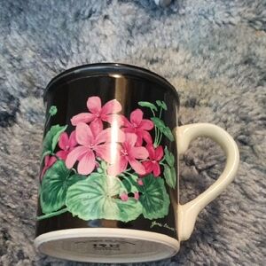 Floral Black Ceramic Mug